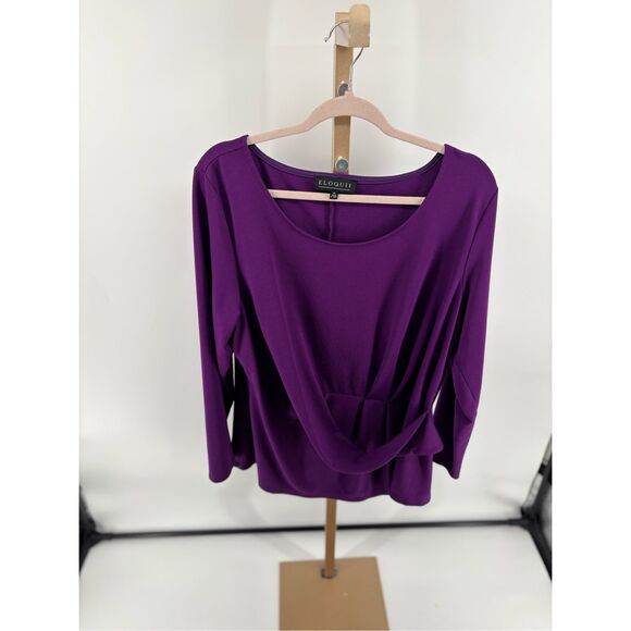 Eloquii Blouse Womens Plus Size 20 Purple Surplice Blouse Long Sleeve Office - Picture 1 of 9